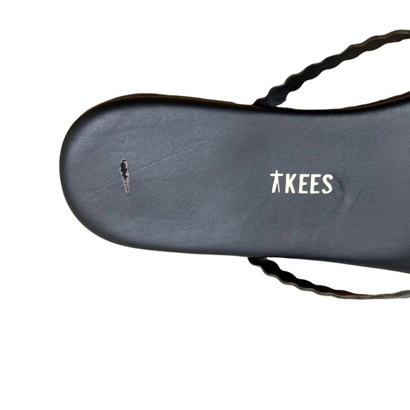 Tkees Sandal Flip Flops Studio Scalloped Leather Trim Cushioned Black Women 11 - Picture 7 of 10